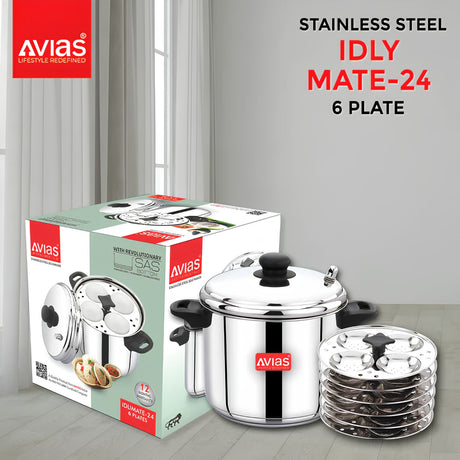 Avias Idlymate IB Stainless Steel Idly Cooker 6 Plate \ 24 Idly_2