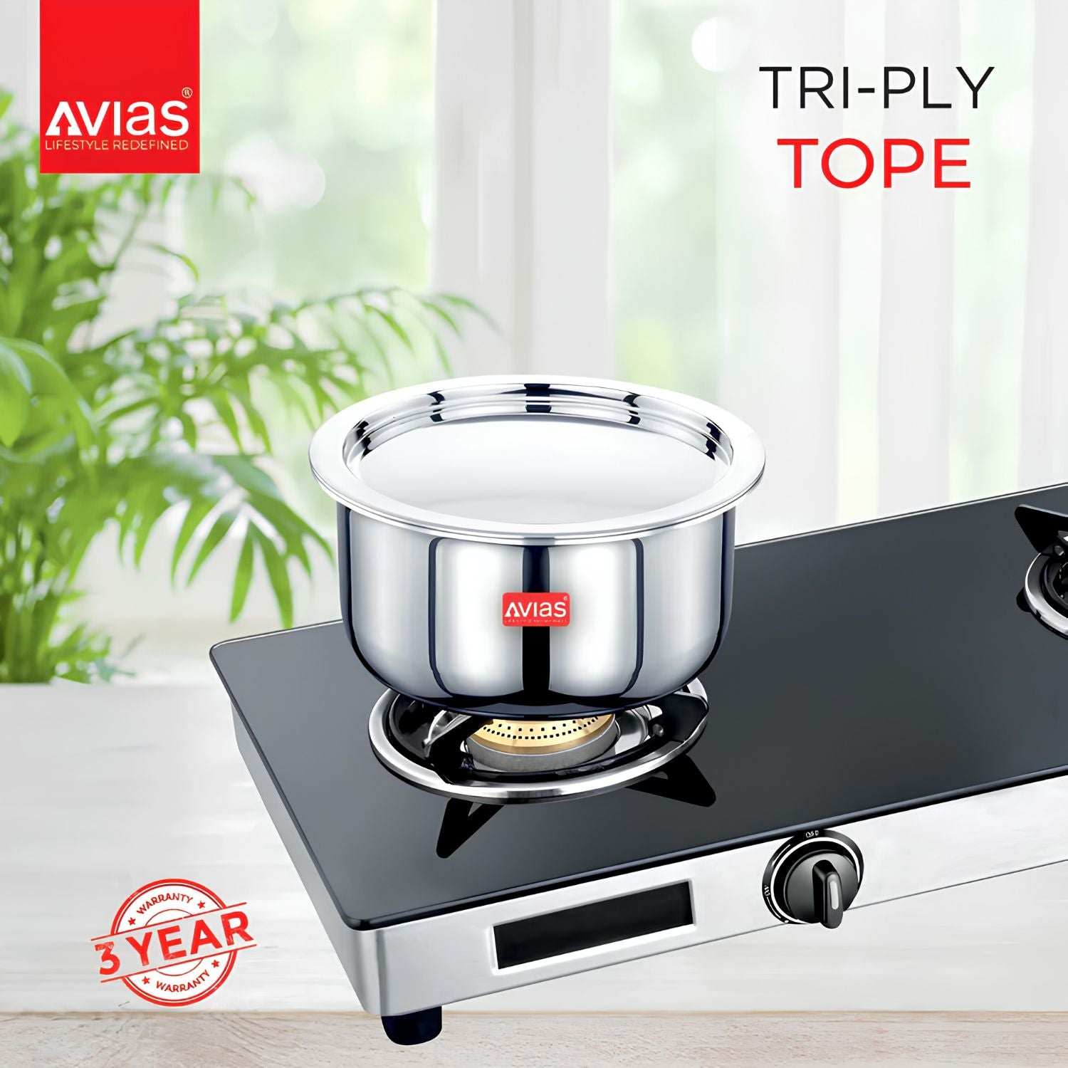 Avias Riara Premium Stainless Steel Triply Tope with SS Lid 16 cm \ 1.5 L_2