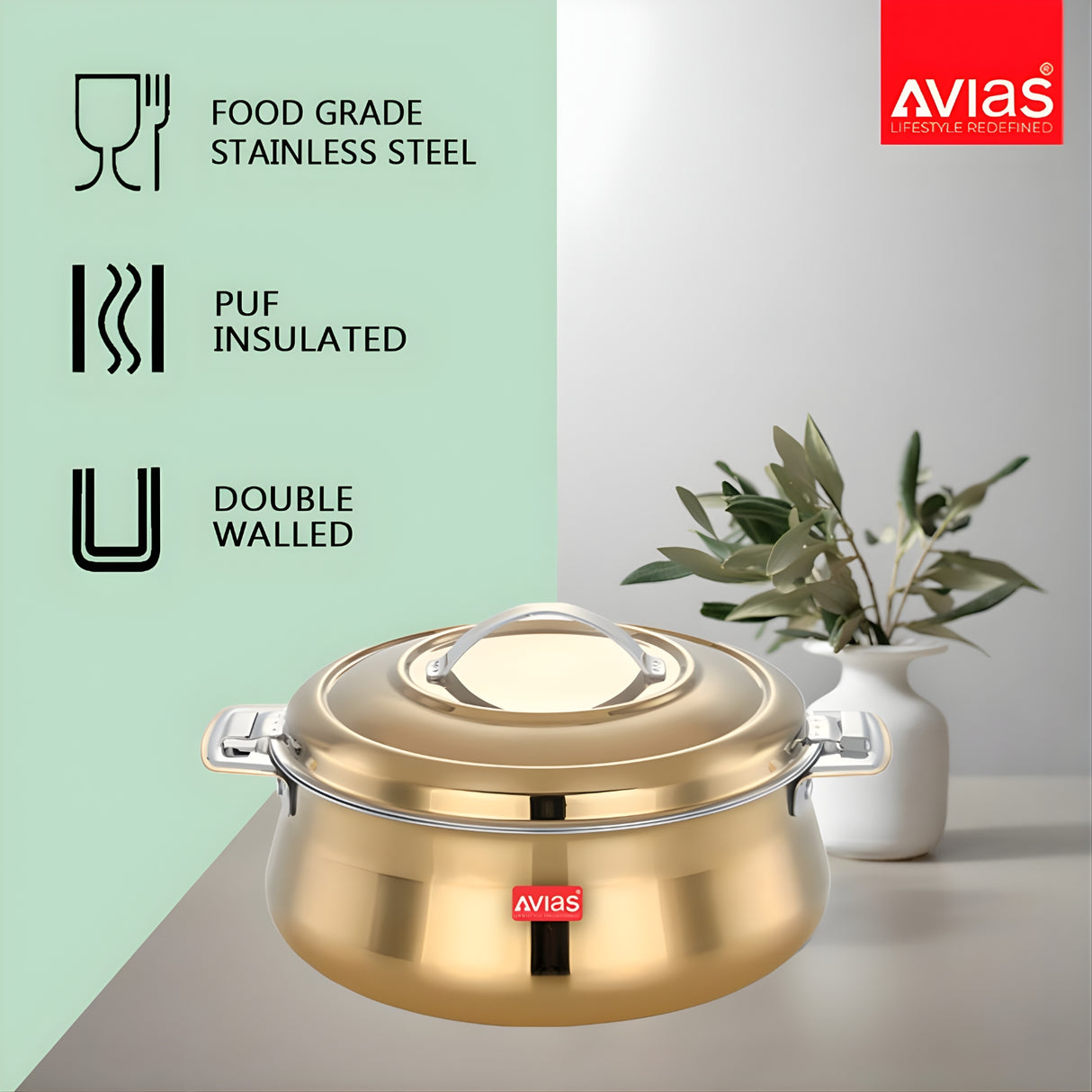 Avias Riara SS Casserole with Lid 1500 ml - Gold_6