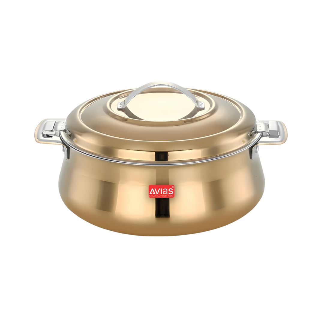Avias Riara SS Casserole with Lid 2500 ml - Gold_Front View