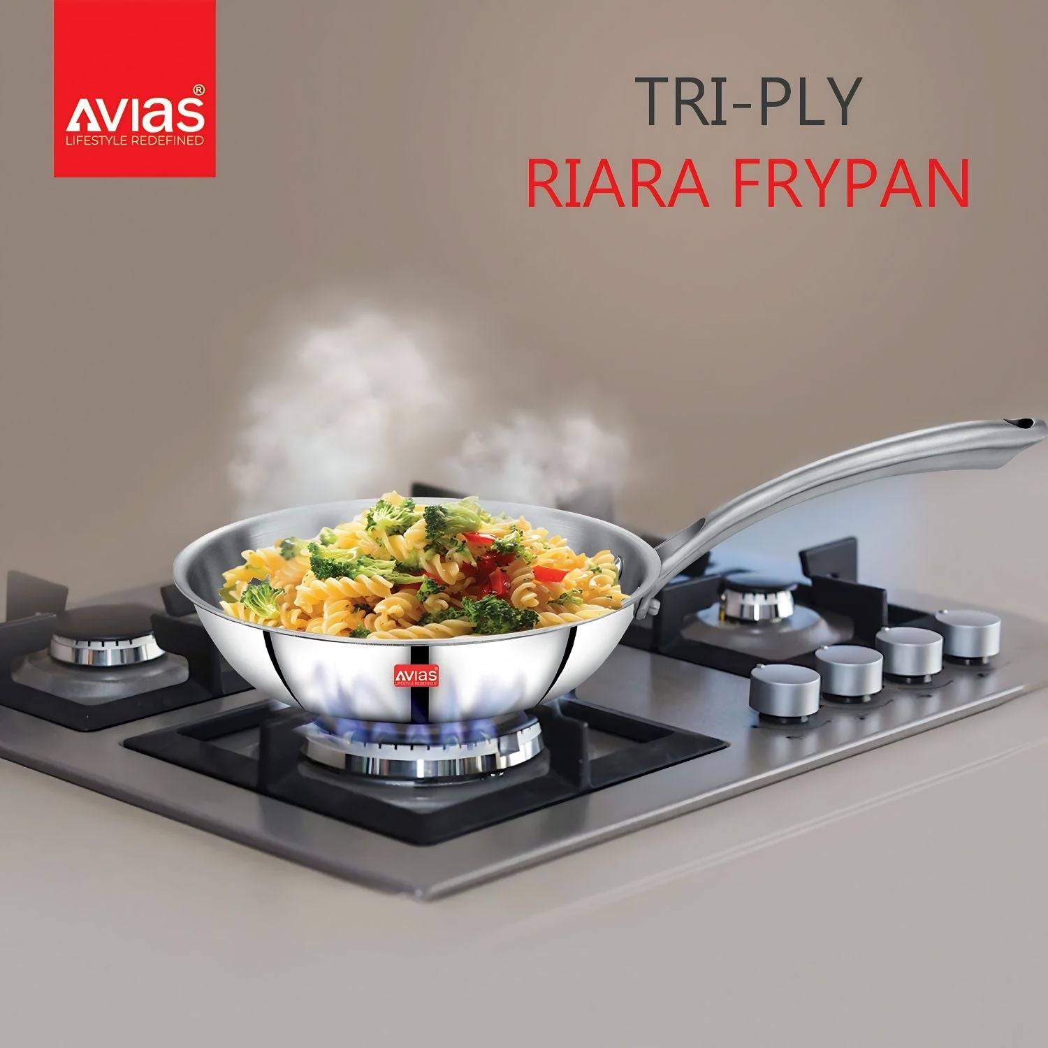 Avias Riara Triply Stainless Steel Fry Pan with SS Lid 20 cm \ 1 L_2