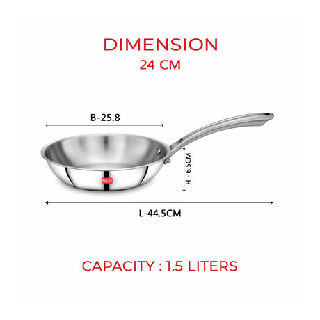 Avias Riara Triply Stainless Steel Fry Pan with SS Lid 24 cm \ 1.5 L_2