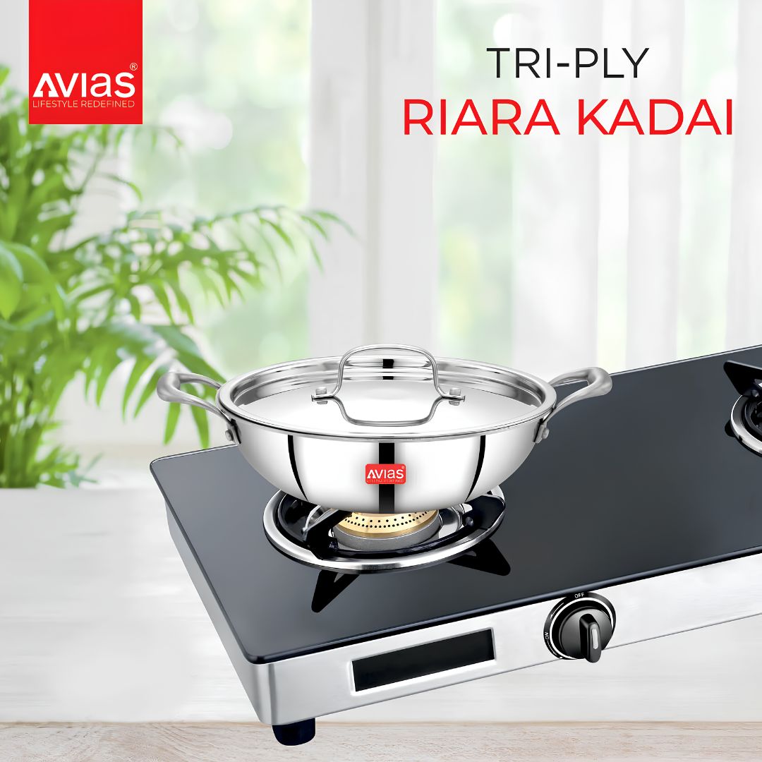 Avias Riara Triply Stainless Steel Kadai with Lid 20 cm _ 1.5 L_Front View (2)