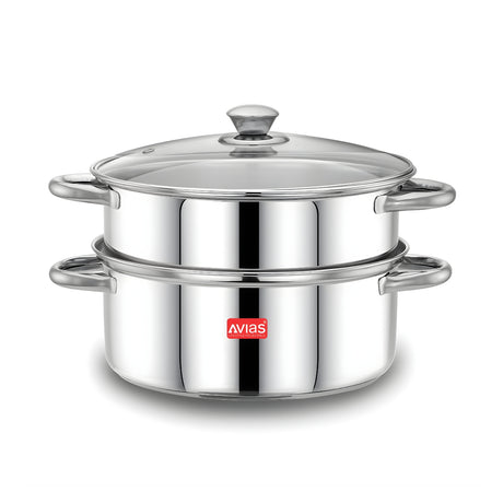 Avias Spectra SS Pot 2 Tier Steamer with Glass Lid - 22 cm_1