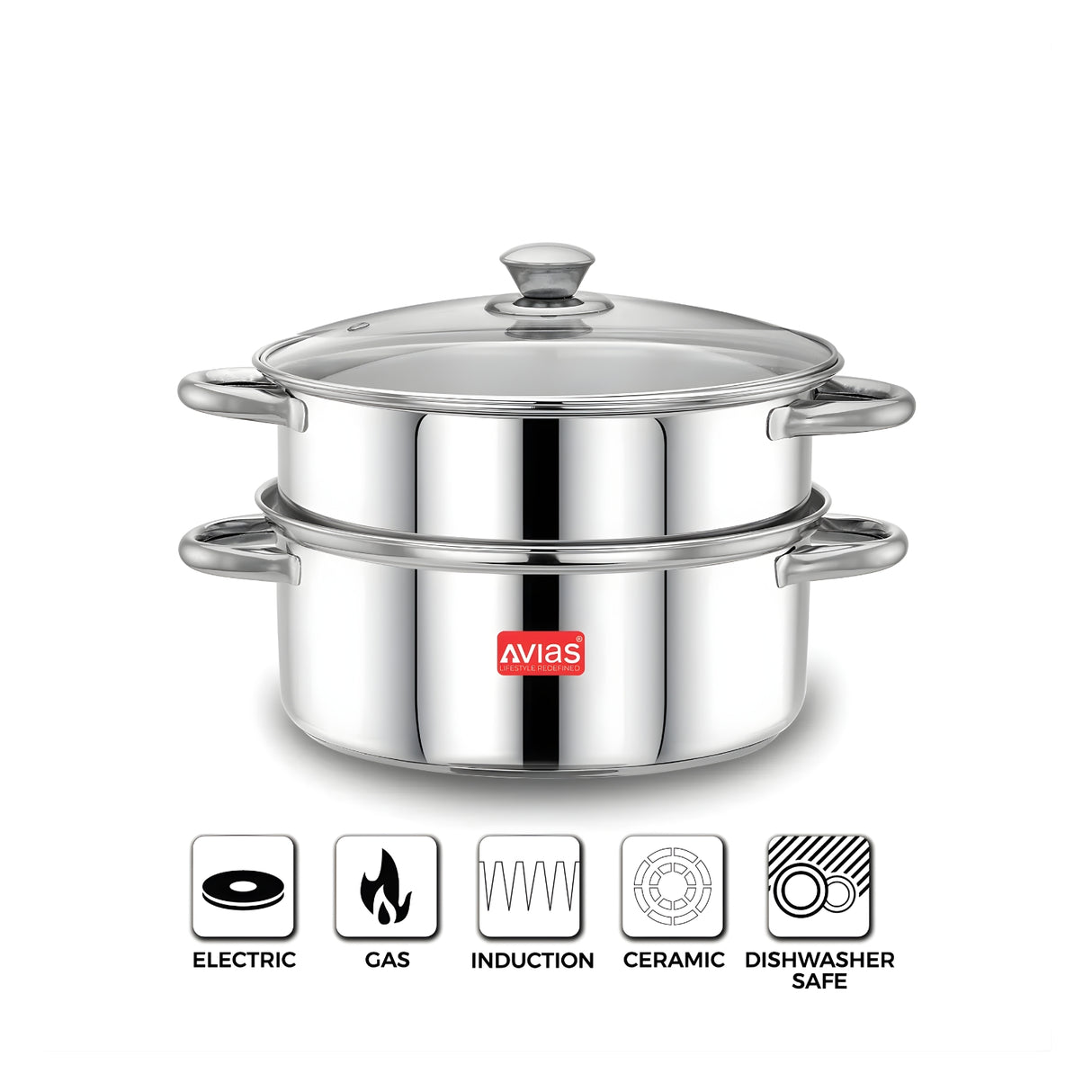 Avias Spectra SS Pot 2 Tier Steamer with Glass Lid - 22 cm_6