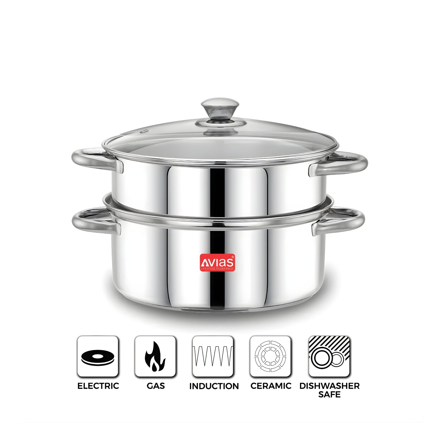 Avias Spectra SS Pot 2 Tier Steamer with Glass Lid - 22 cm_6