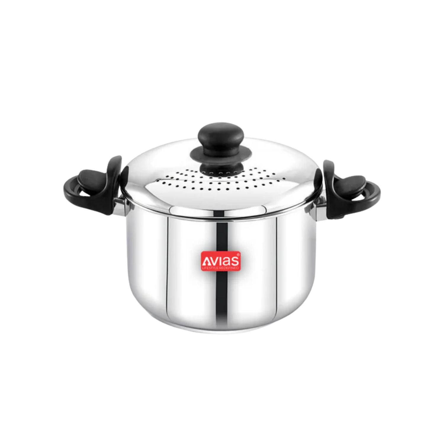 Avias Stainless Steel Strainer Pot Built-in Strainer with SS Lid 3.7 L_1