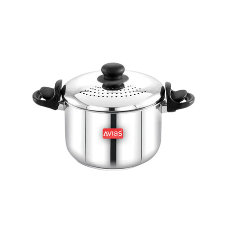 Avias Stainless Steel Strainer Pot Built-in Strainer with SS Lid 3.7 L_1