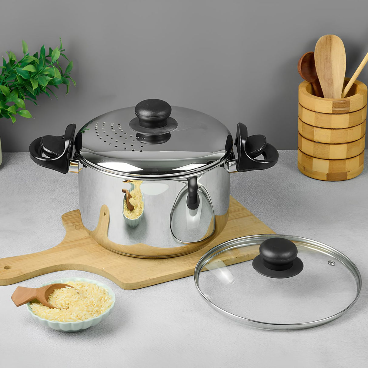Avias Stainless Steel Strainer Pot Built-in Strainer with SS Lid 3.7 L_2