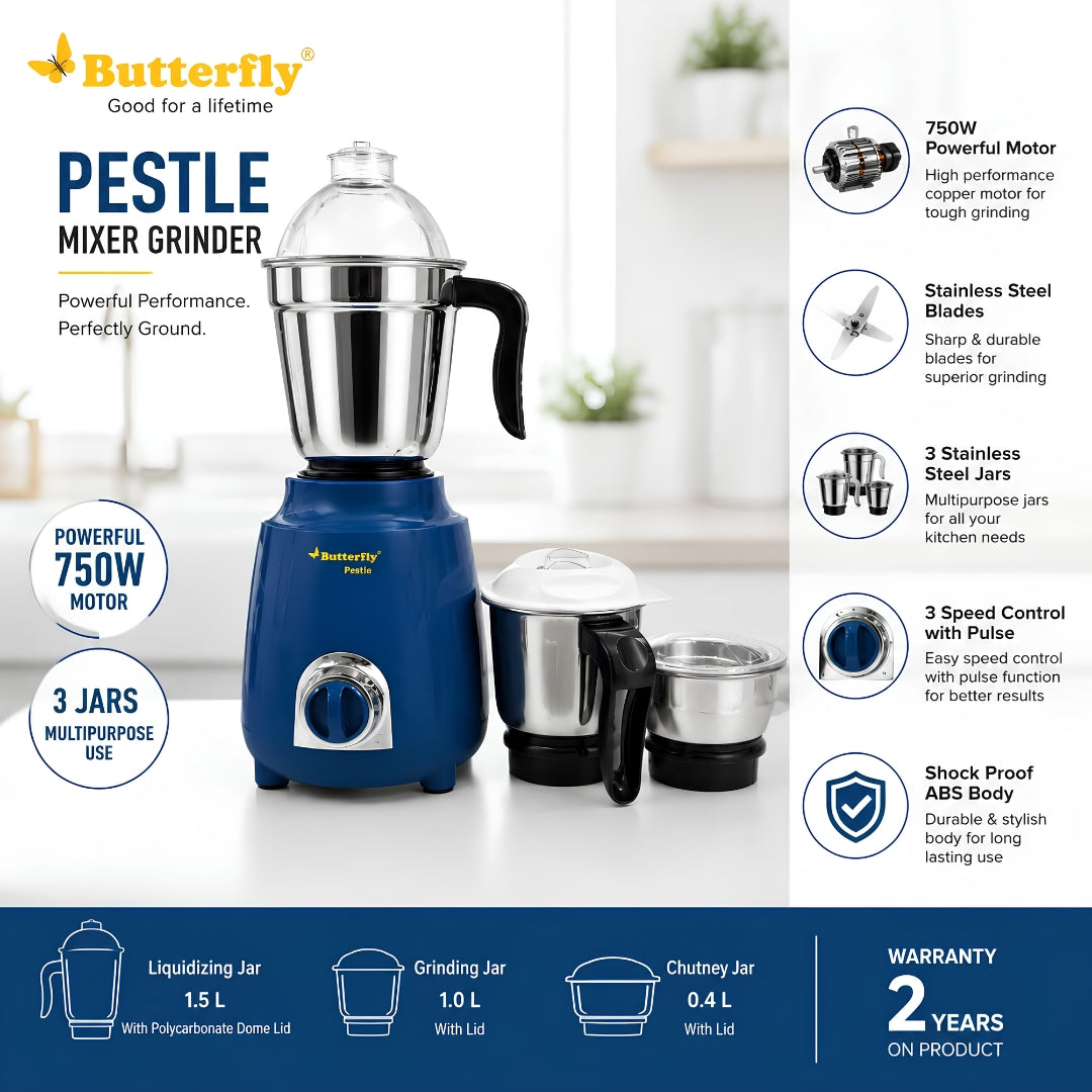 BUTTERFLY MIXER GRINDER PESTLE 3J INK BLUE -M0330C000005