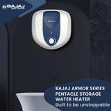 Bajaj Armor Series Pentacle Water Heater 15 L - White with Dark Blue