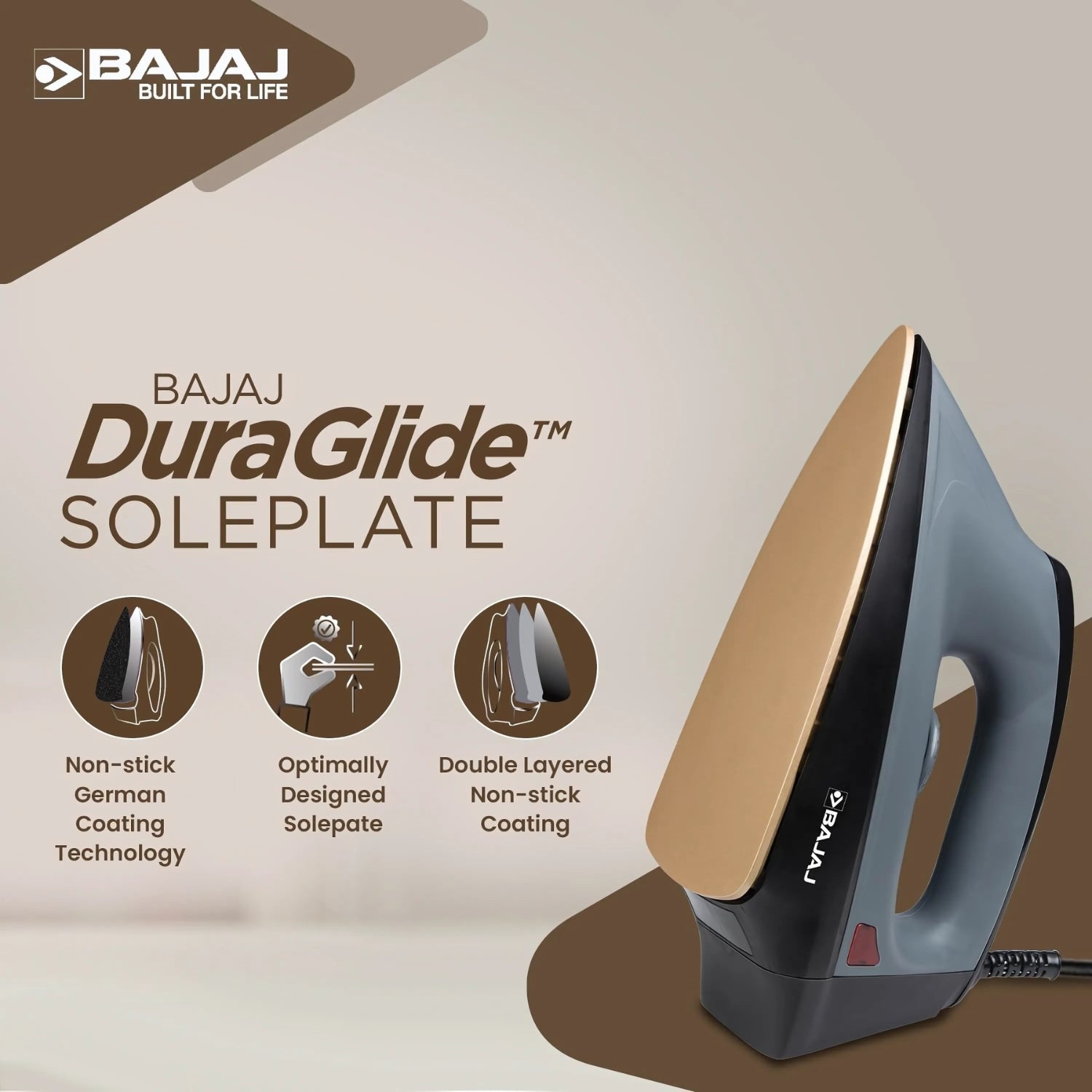 Bajaj 440315 Herculo Dry Iron 1100 Watts – Black and Grey_2