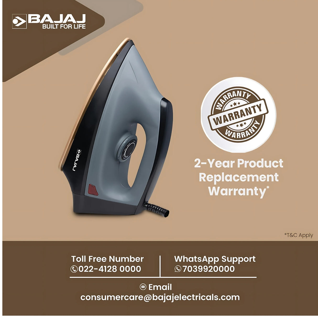 Bajaj 440315 Herculo Dry Iron 1100 Watts – Black and Grey_4