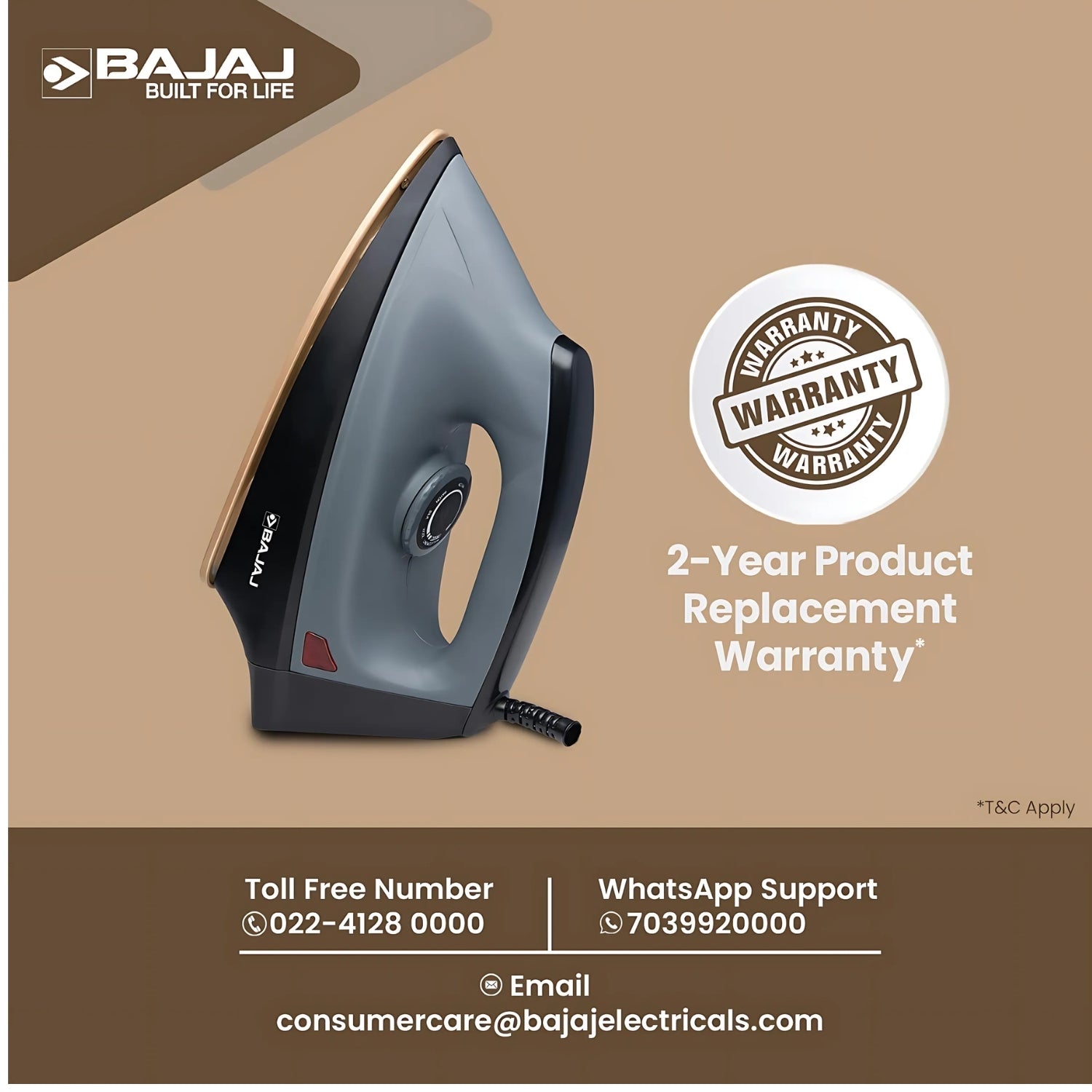 Bajaj 440315 Herculo Dry Iron 1100 Watts – Black and Grey_4