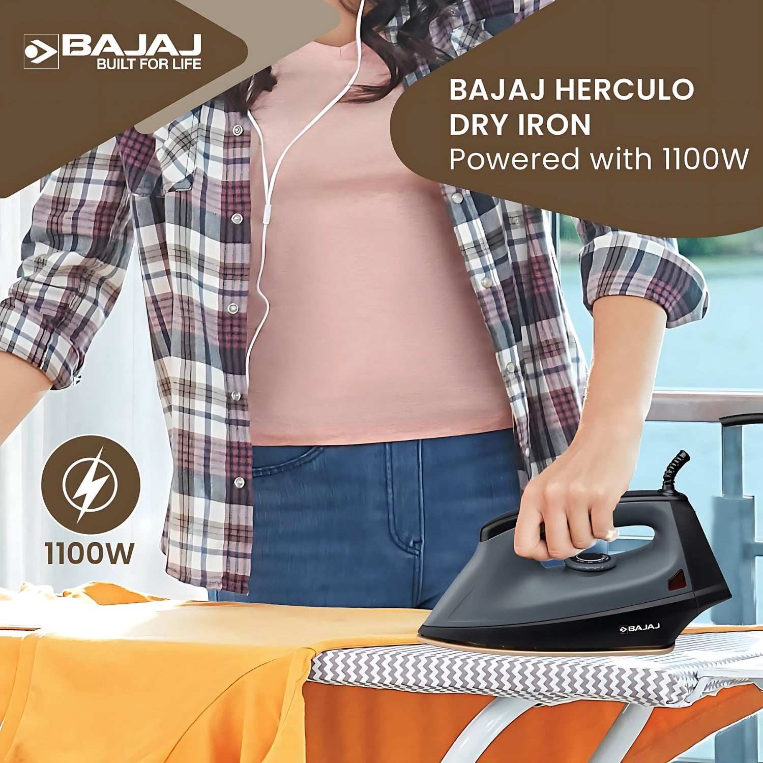 Bajaj 440315 Herculo Dry Iron 1100 Watts – Black and Grey_5