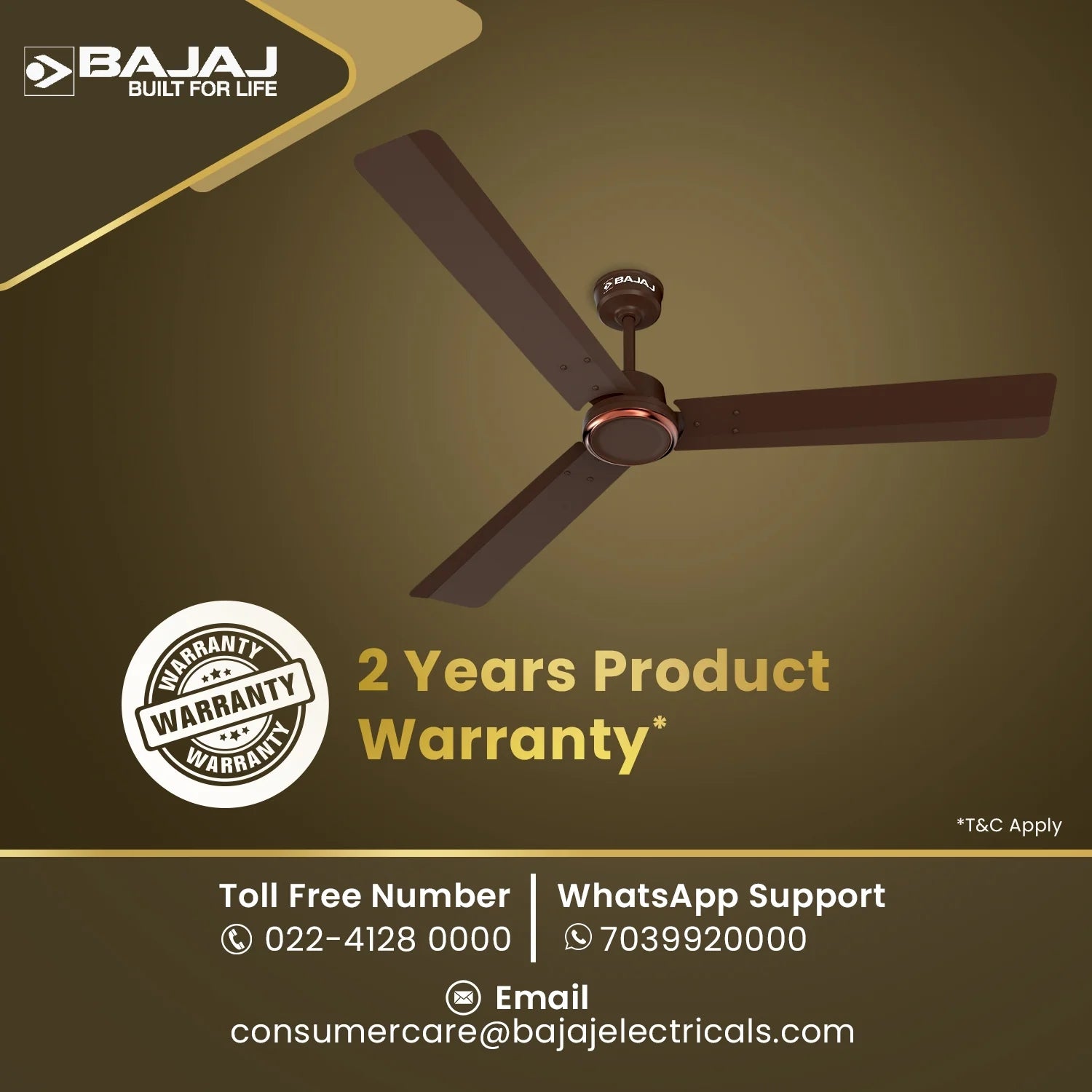 Bajaj Classico Ceiling Fan Sleek 1200 mm - Red Walnut_4