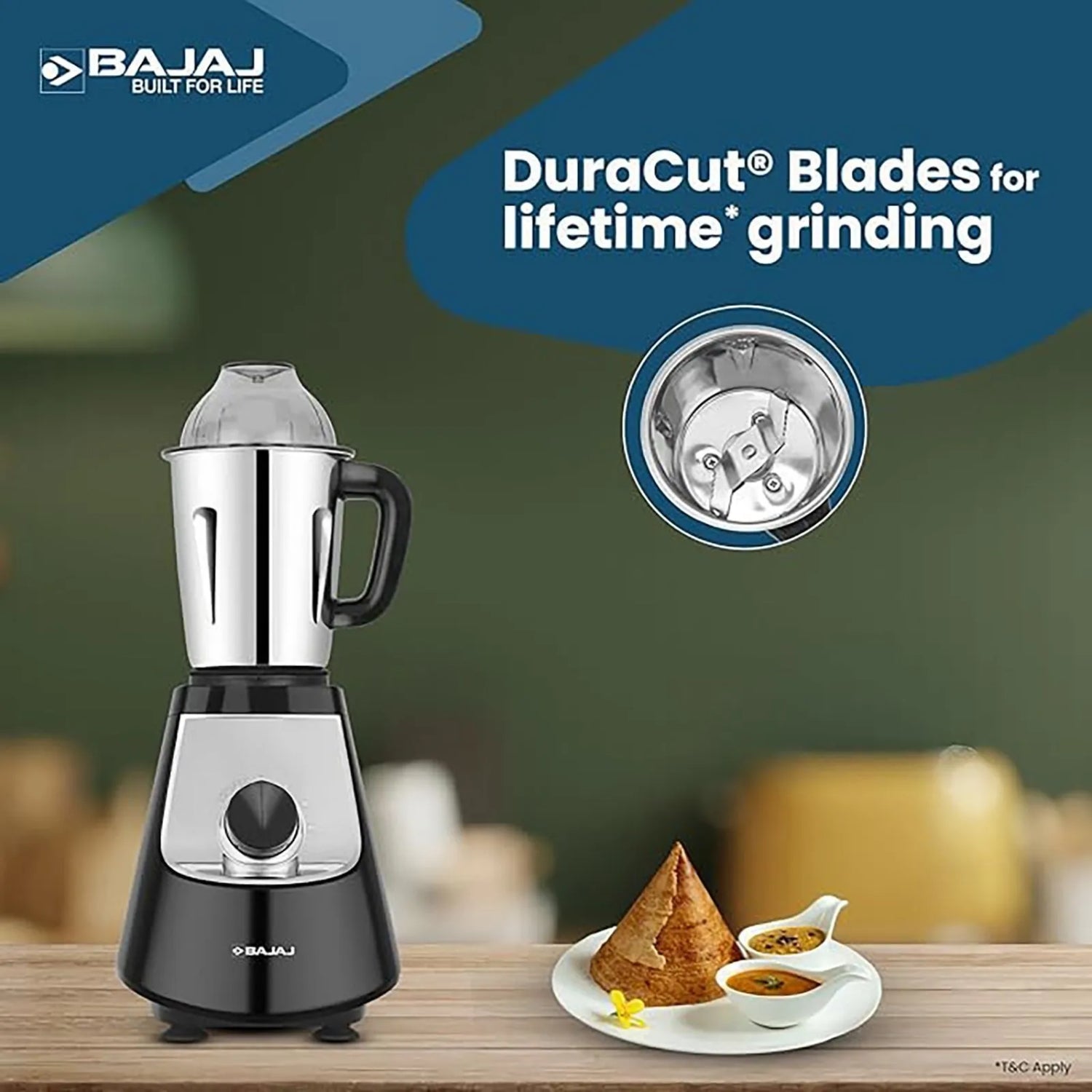 Bajaj Military Series Evoque 4 Jar 1000 W Mixer Grinder - Jet Black_7