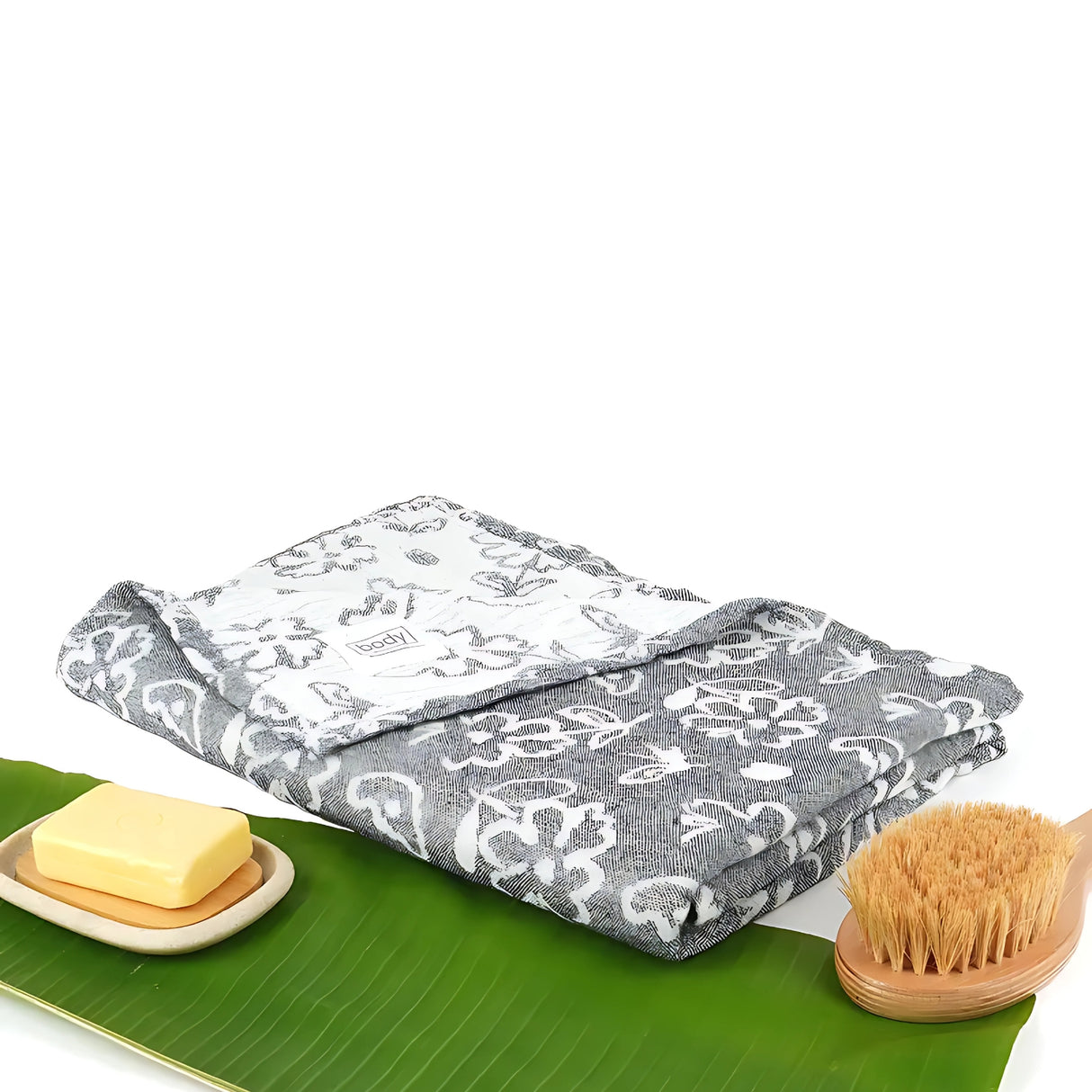Doctor Towels Banana Jacquard Floral Bath Towel 75 x 150 cm - Charcoal