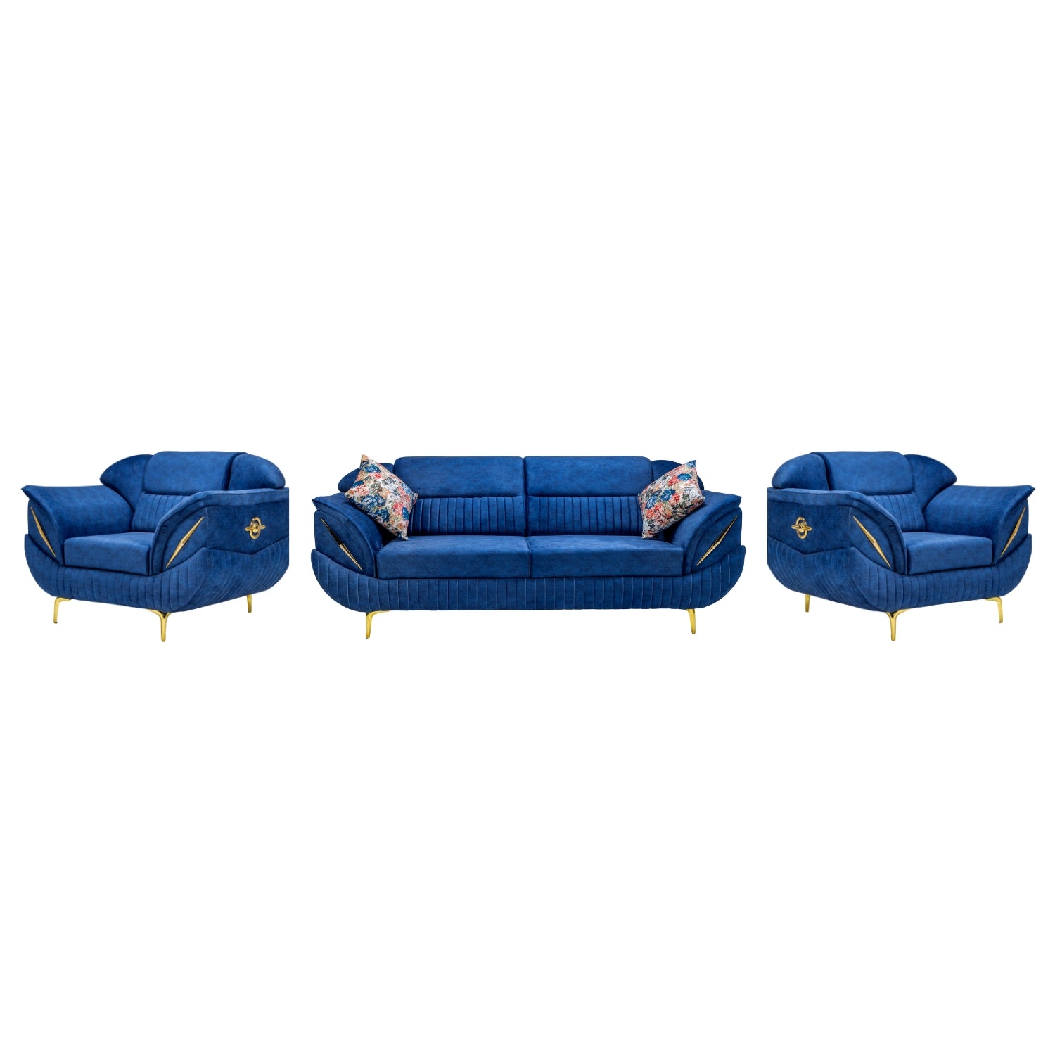Barcelona Pro Comfort Fabric Sofa Set (3+1+1 Seater) - Blue