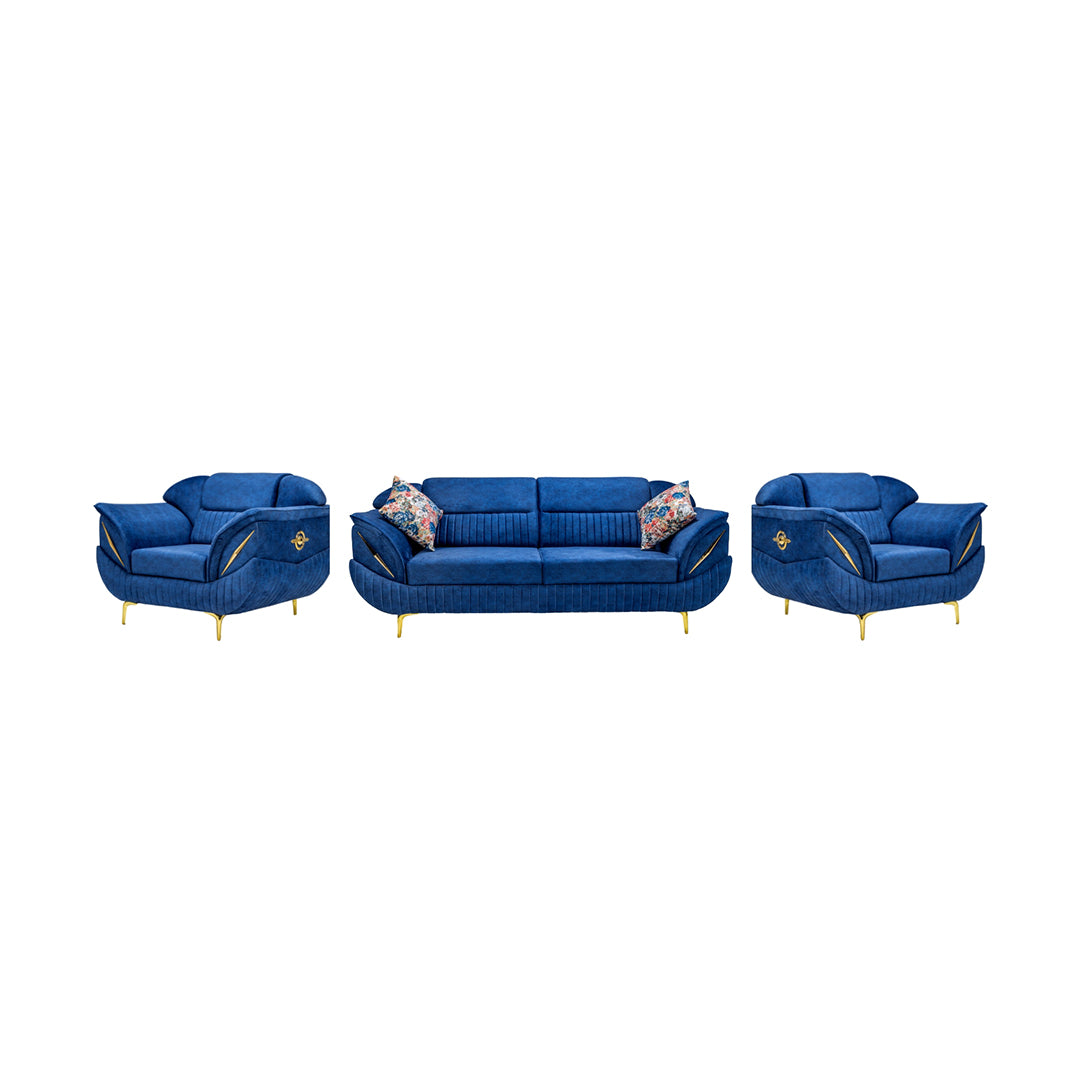 Barcelona Pro Comfort Fabric Sofa Set (3+1+1-Seater) - Blue_1