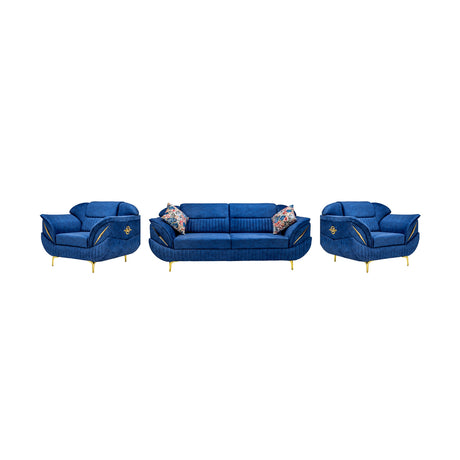Barcelona Pro Comfort Fabric Sofa Set (3+1+1-Seater) - Blue_1