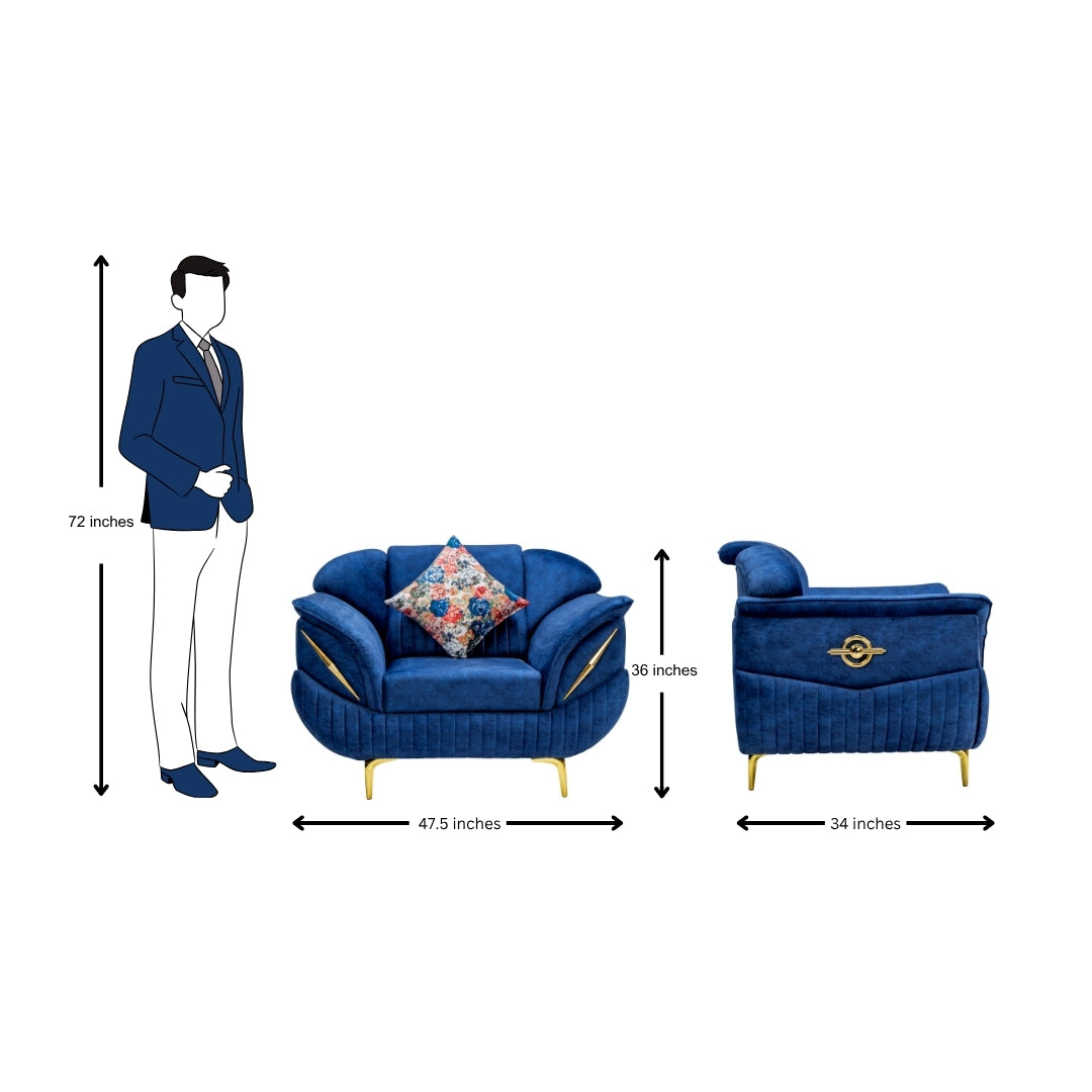 Barcelona Pro Comfort Fabric Sofa Set (3+1+1-Seater) - Blue_10