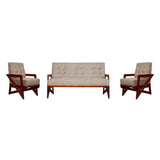 Barnet Wooden Sofa (3+1+1-Seater) - Teak Finish