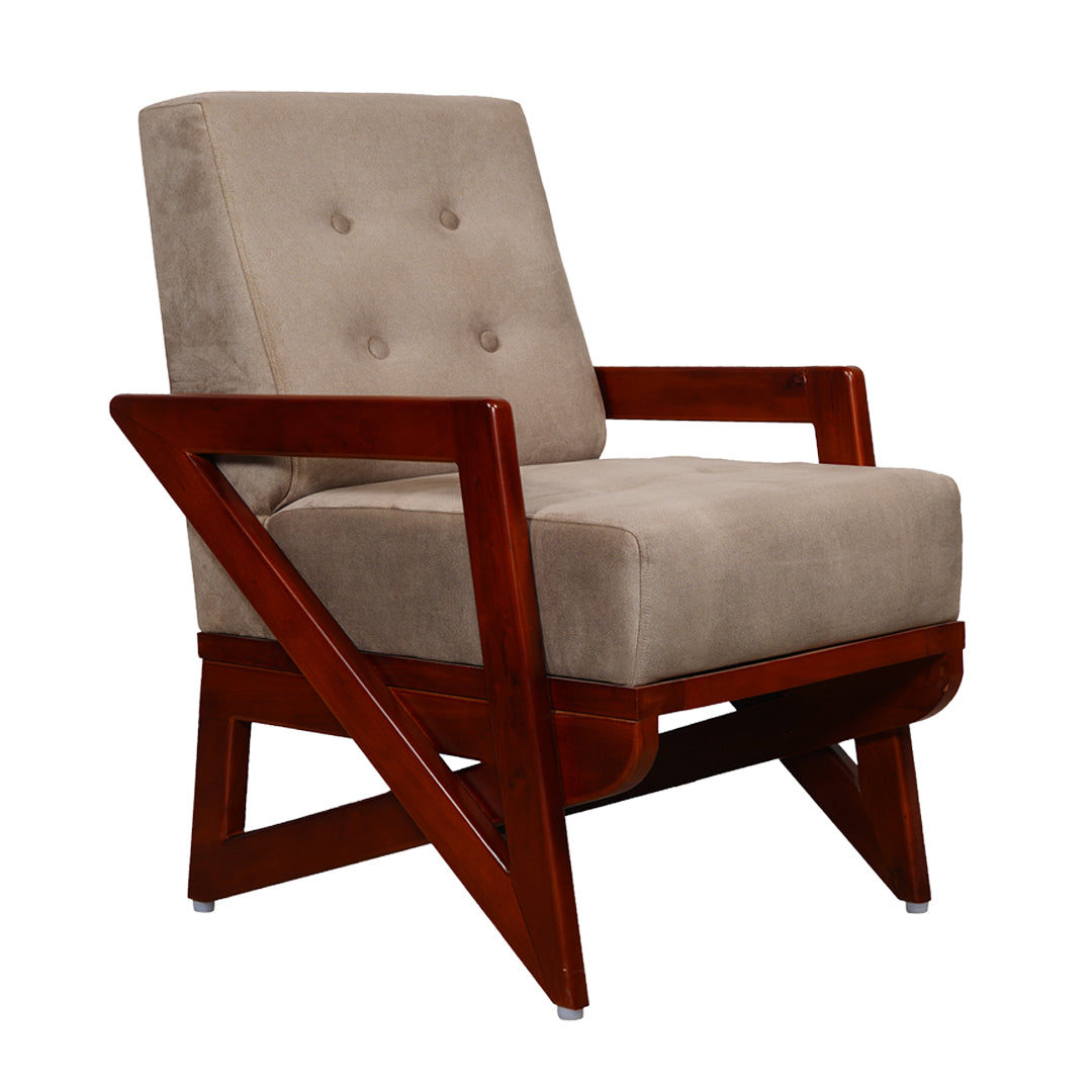 Barnet Wooden Sofa 1-Seater - Teak Finish_1