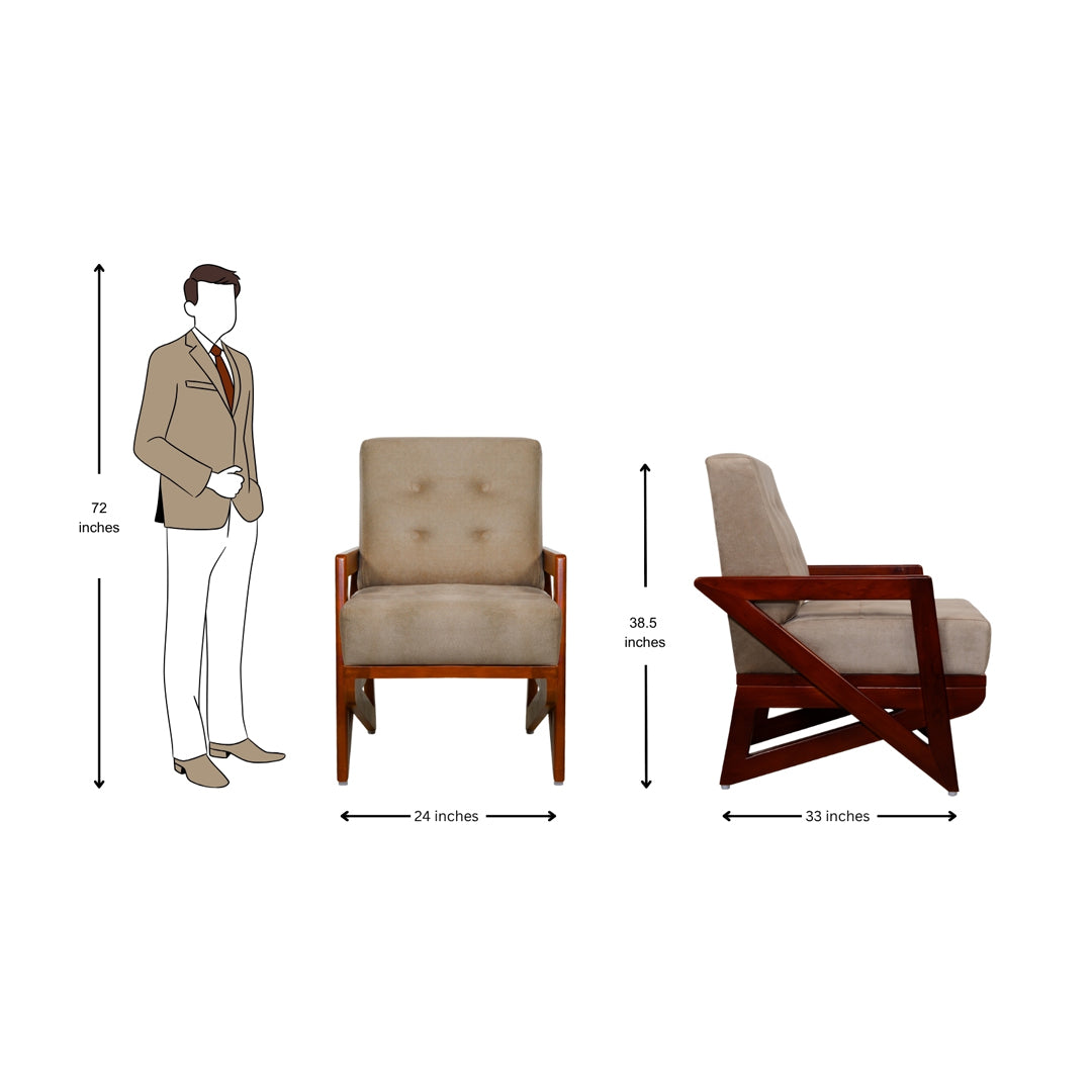 Barnet Wooden Sofa Set (3+1+1-Seater) - Teak Finish_10