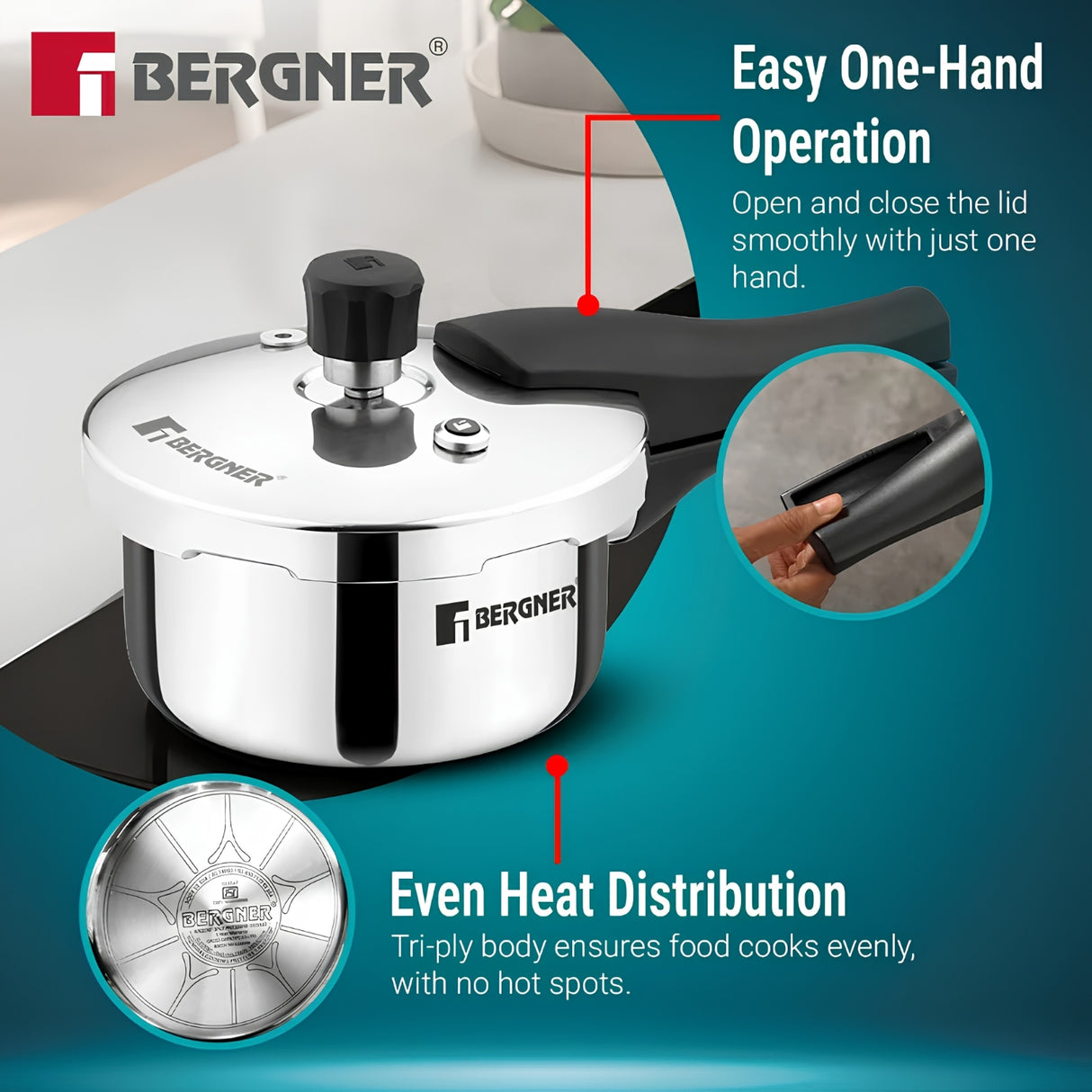 Bergner Argent Classic Triply Pressure Cooker 1 L_4