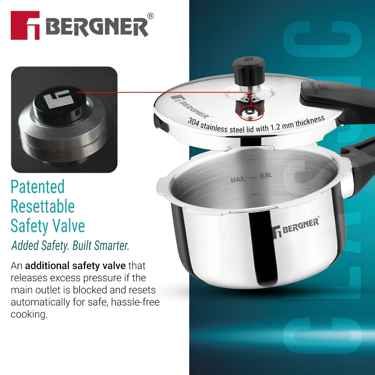 Bergner Argent Classic Triply Pressure Cooker 1 L_5