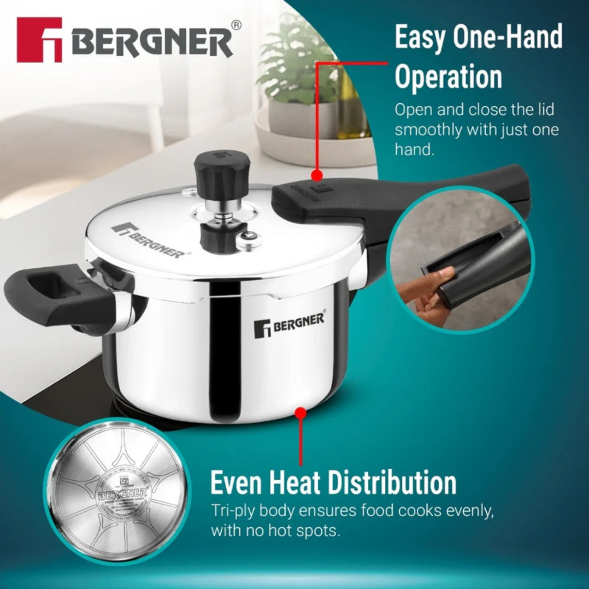 Bergner Argent Classic Triply Pressure Cooker 2.5 L_7