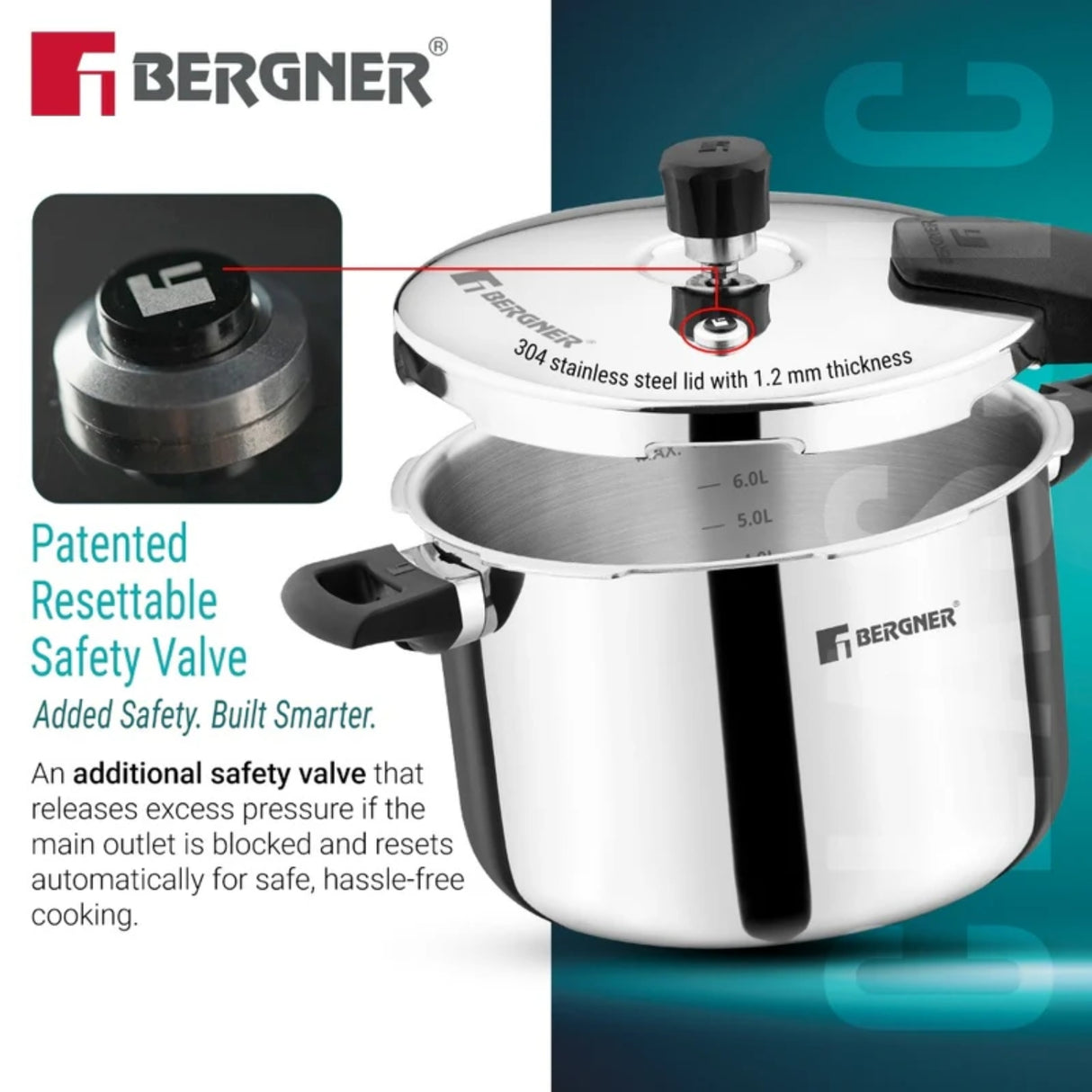 Bergner Argent Classic Triply Pressure Cooker 8 L_5