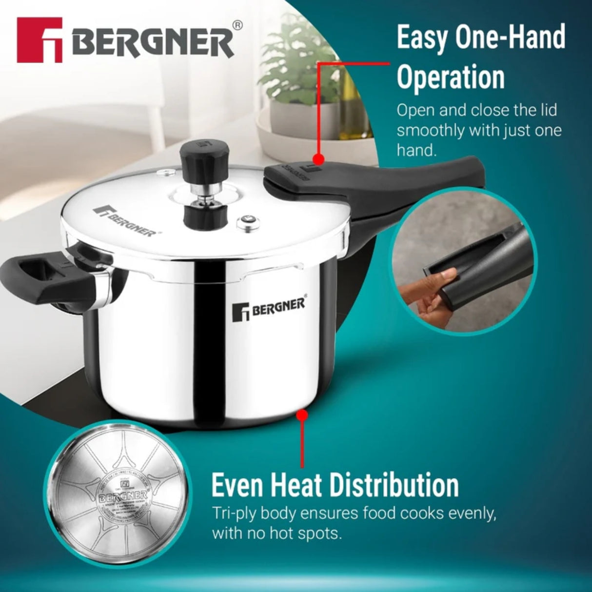 Bergner Argent Classic Triply Pressure Cooker 8 L_6