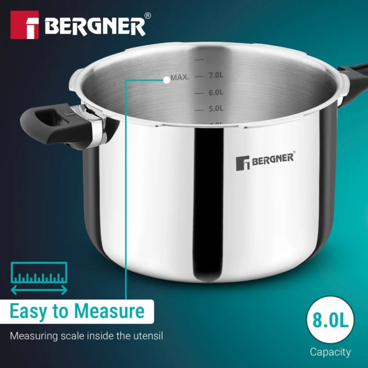 Bergner Argent Classic Triply Pressure Cooker 8 L_8