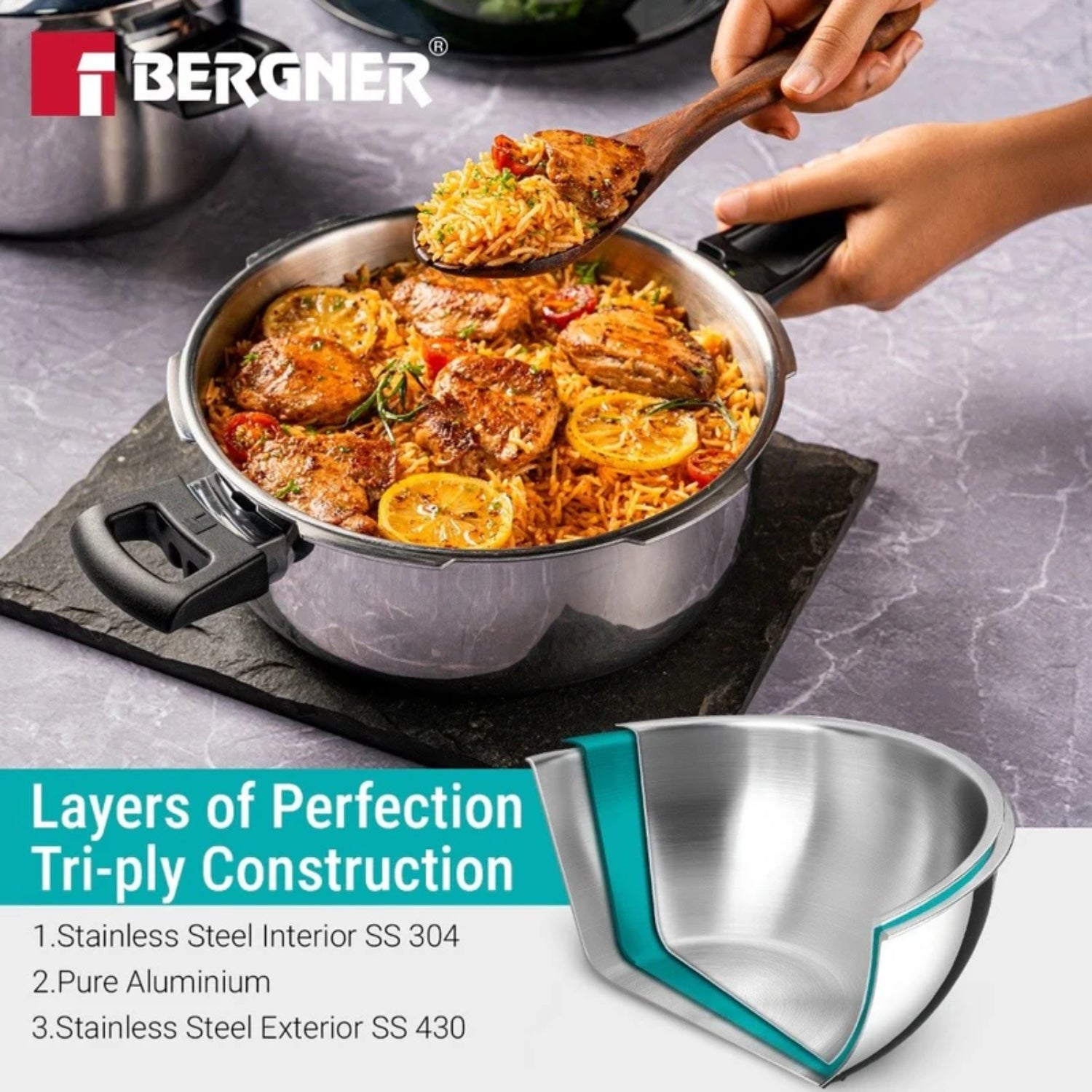 Bergner Argent Classic Triply Pressure Pan Cooker 3.5 L_3