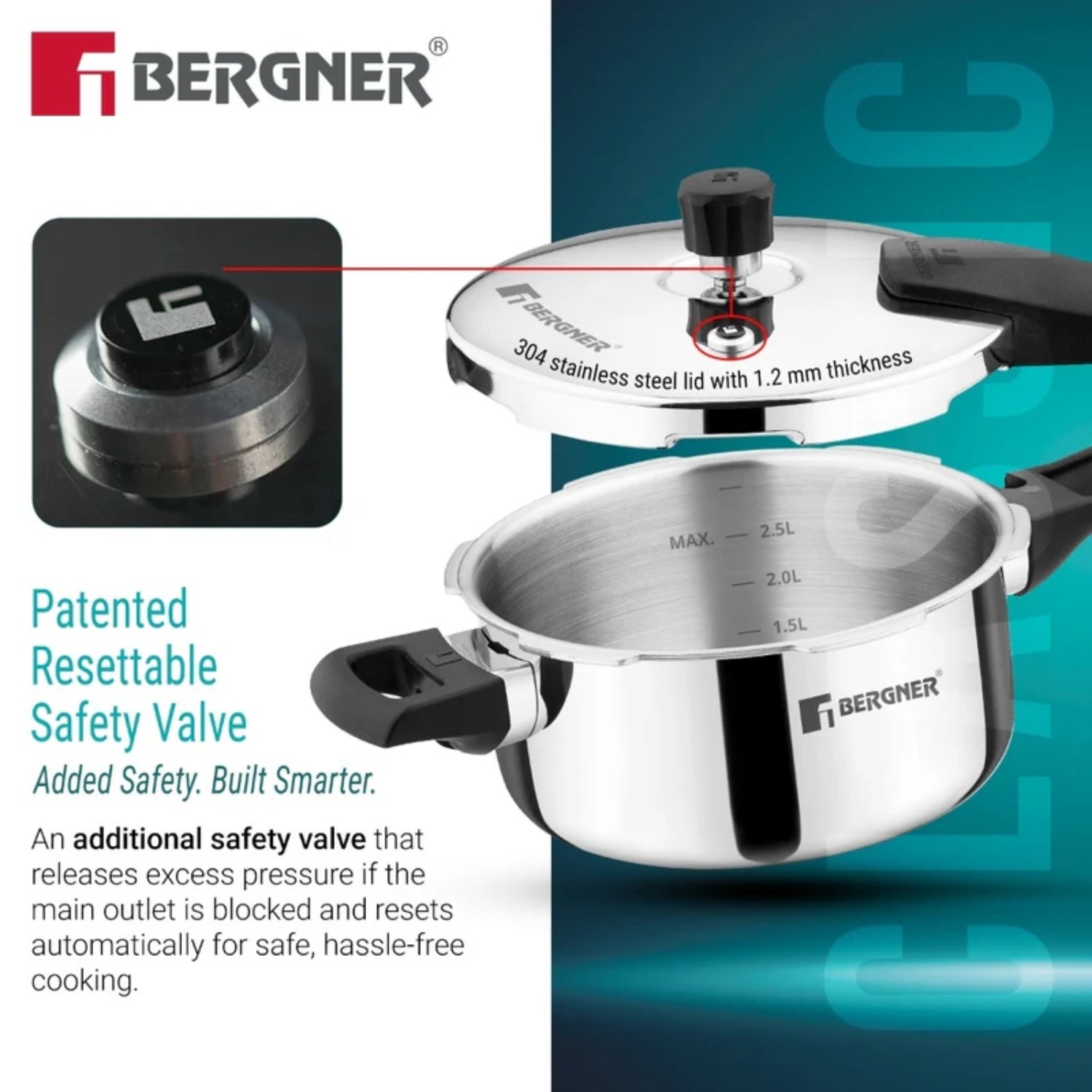 Bergner Argent Classic Triply Pressure Pan Cooker 3.5 L_5