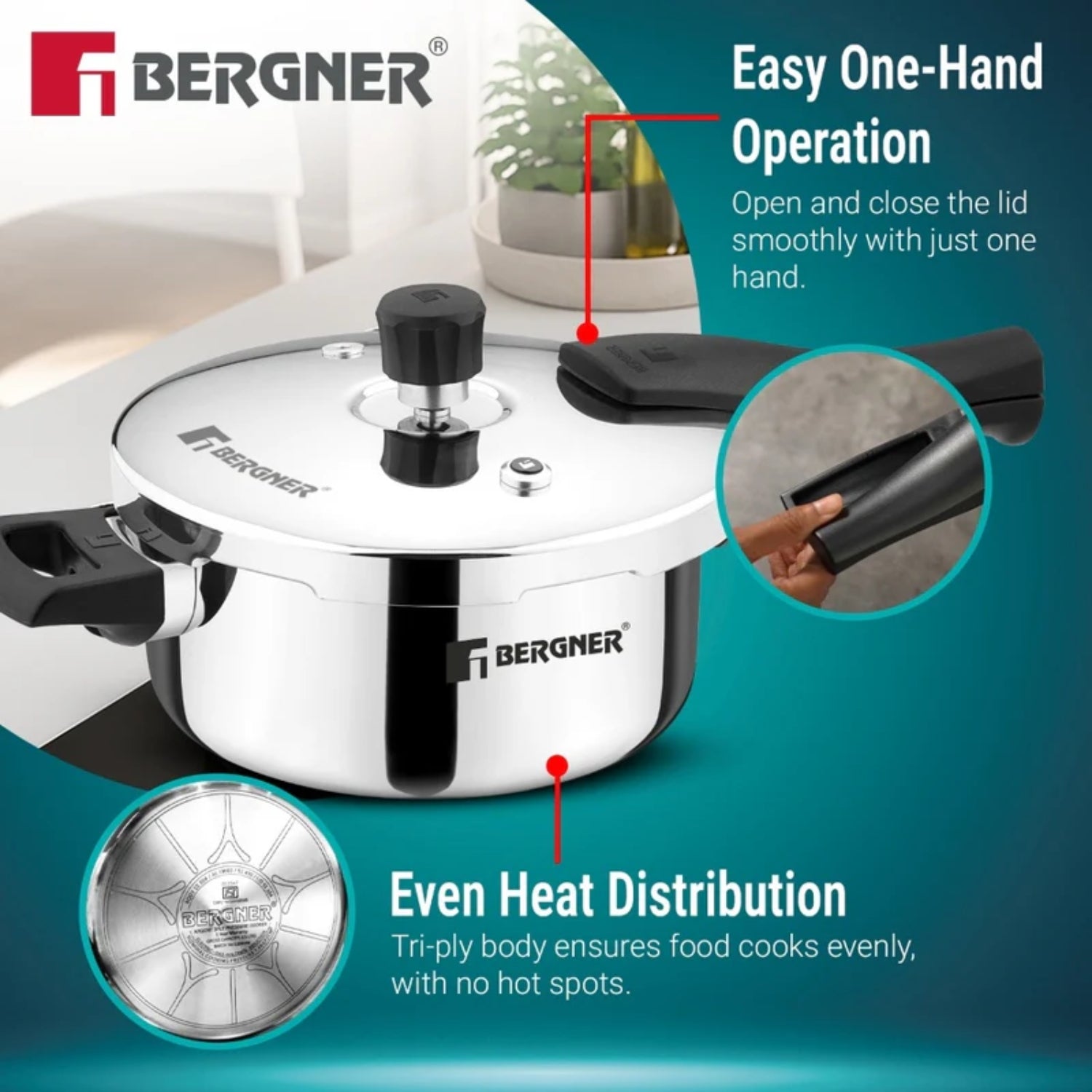 Bergner Argent Classic Triply Pressure Pan Cooker 5 L_6