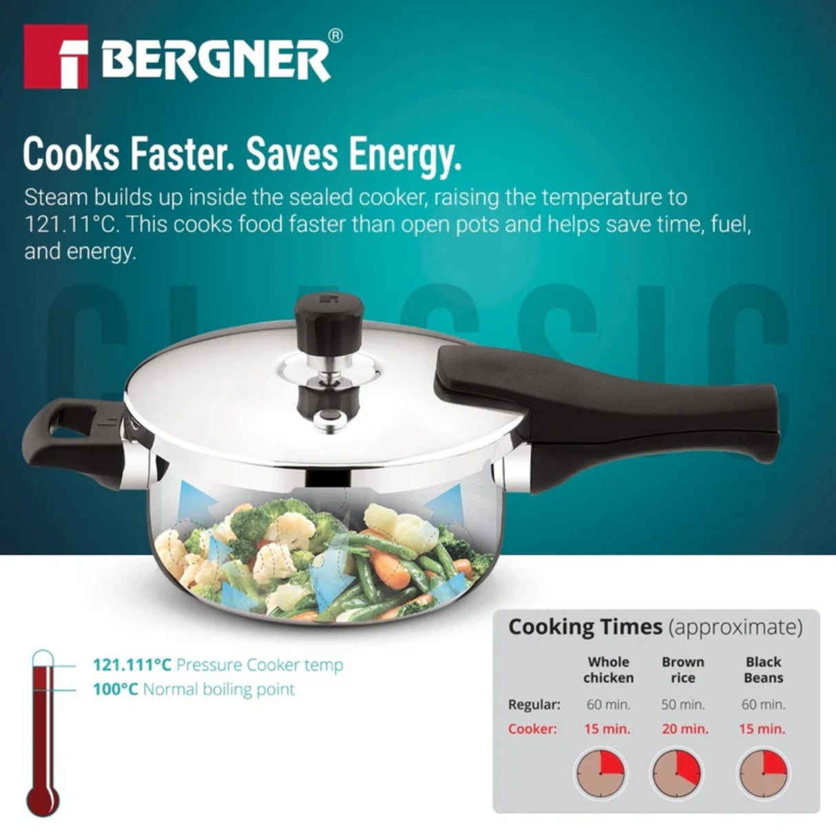 Bergner Argent Classic Triply Pressure Pan Cooker 5 L_7