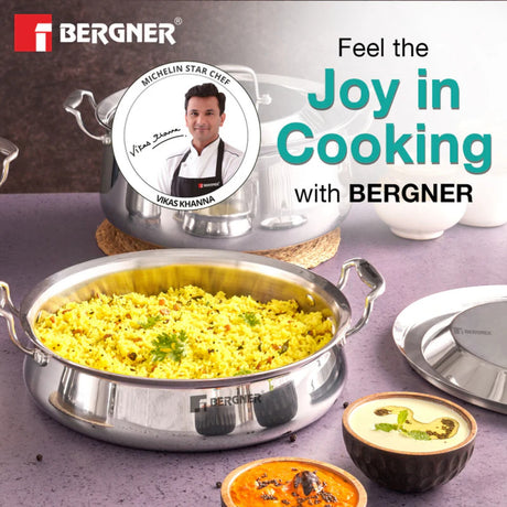 Bergner Argent Samsara Triply Stainless Steel Biryani Handi with Lid 28 cm \ 4.25 L_2