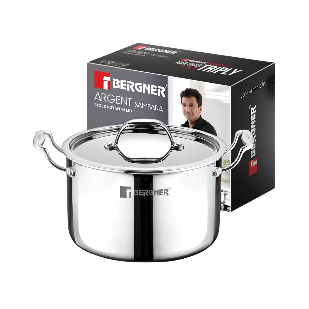 Bergner Argent Samsara Triply Stainless Steel Stock Pot with Lid 18 cm \ 3 L