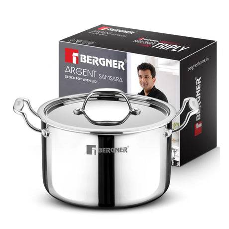 Bergner Argent Samsara Triply Stainless Steel Stock Pot with Lid 18 cm \ 3 L_1