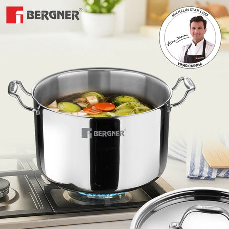 Bergner Argent Samsara Triply Stainless Steel Stock Pot with Lid 22 cm \ 5 L_2