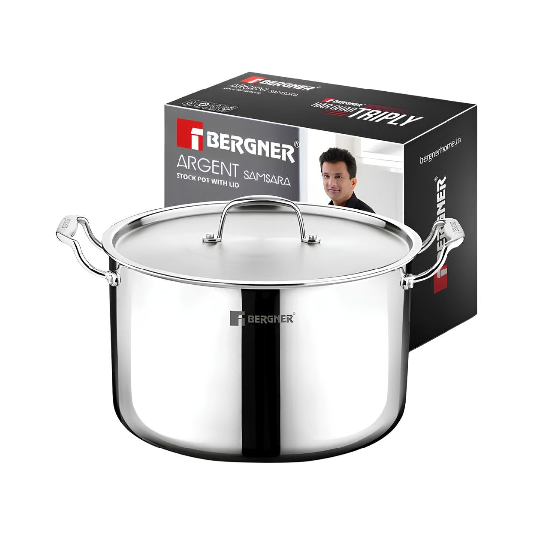 Bergner Argent Samsara Triply Stainless Steel Stock Pot with Lid 24 cm \ 6.8 L