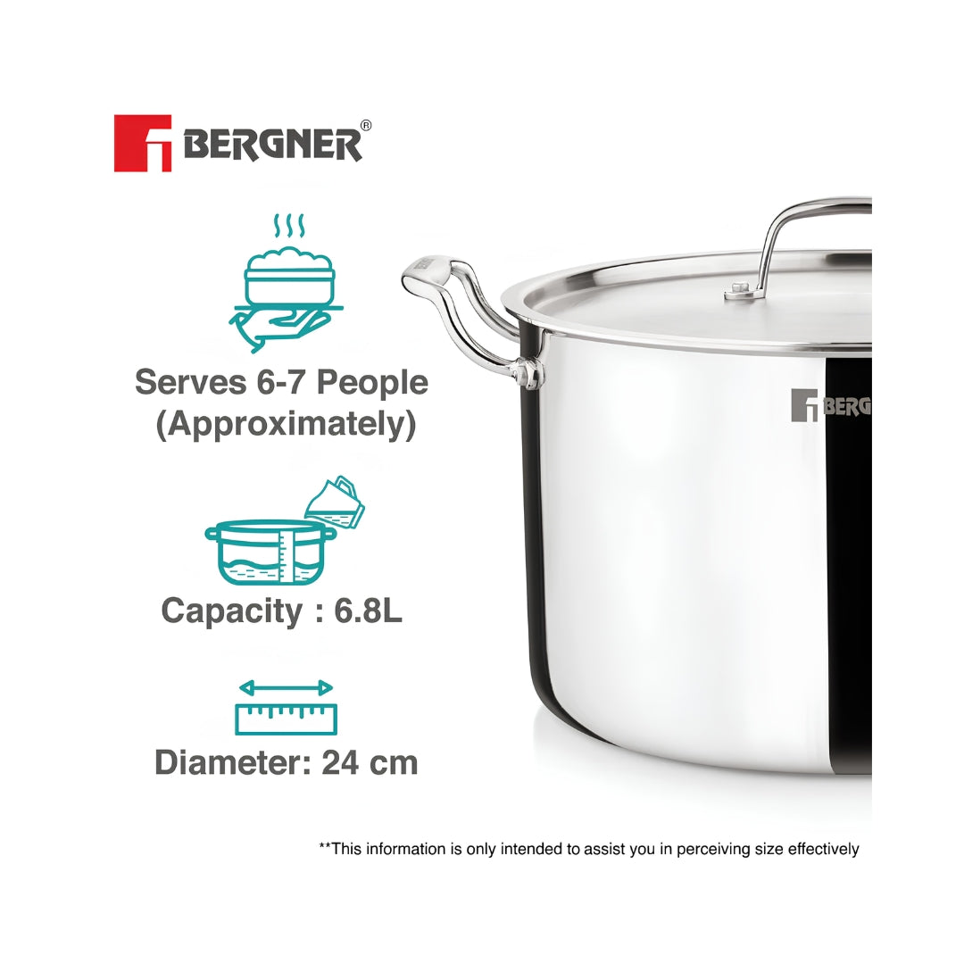 Bergner Argent Samsara Triply Stainless Steel Stock Pot with Lid 24 cm _ 6.8 L_3