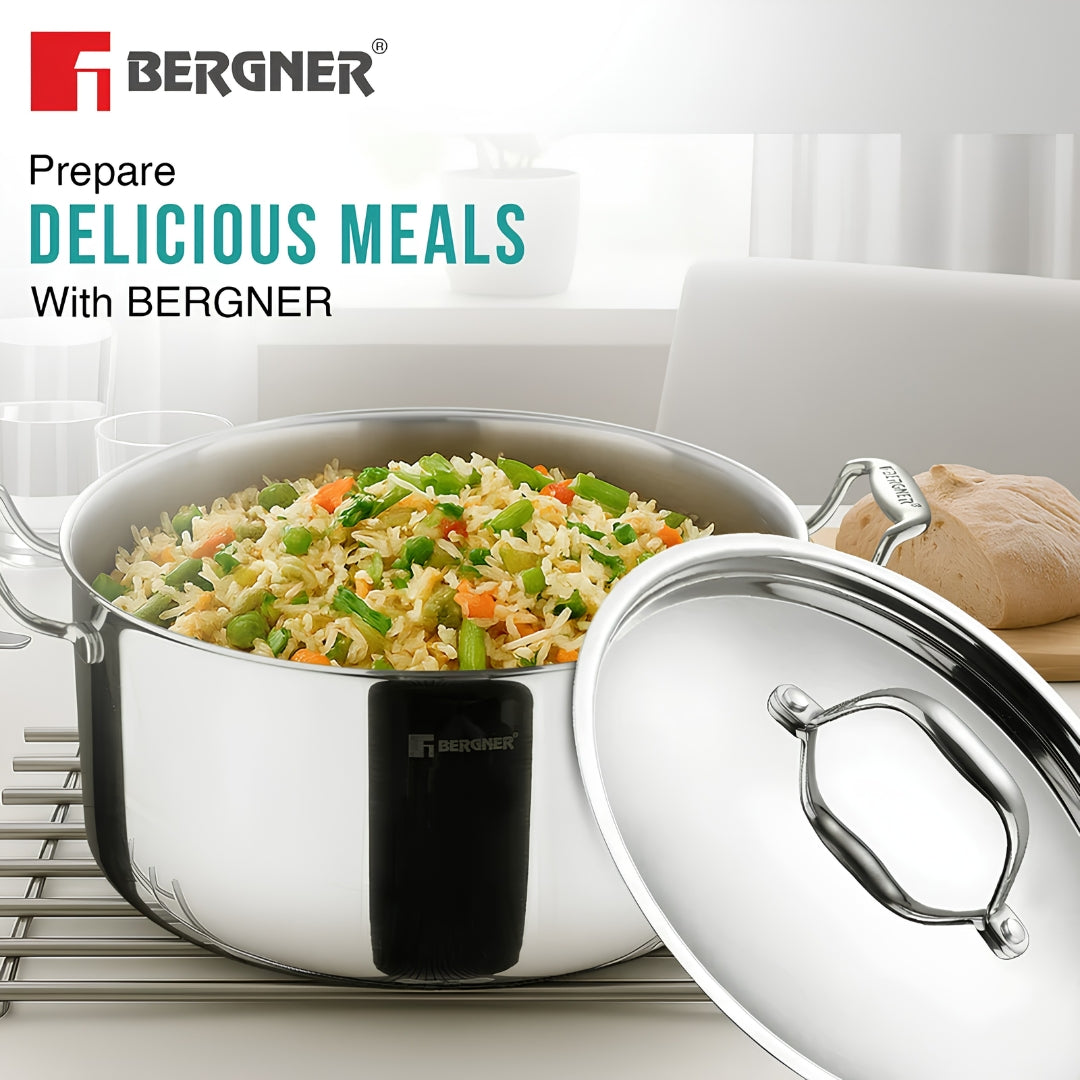 Bergner Argent Triply Stainless Steel Casserole with Lid 28 cm _ 8.3 L_Features7