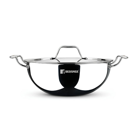 Bergner Argent Triply Stainless Steel Deep Kadai with Lid 20 cm \ 2.3 L_1