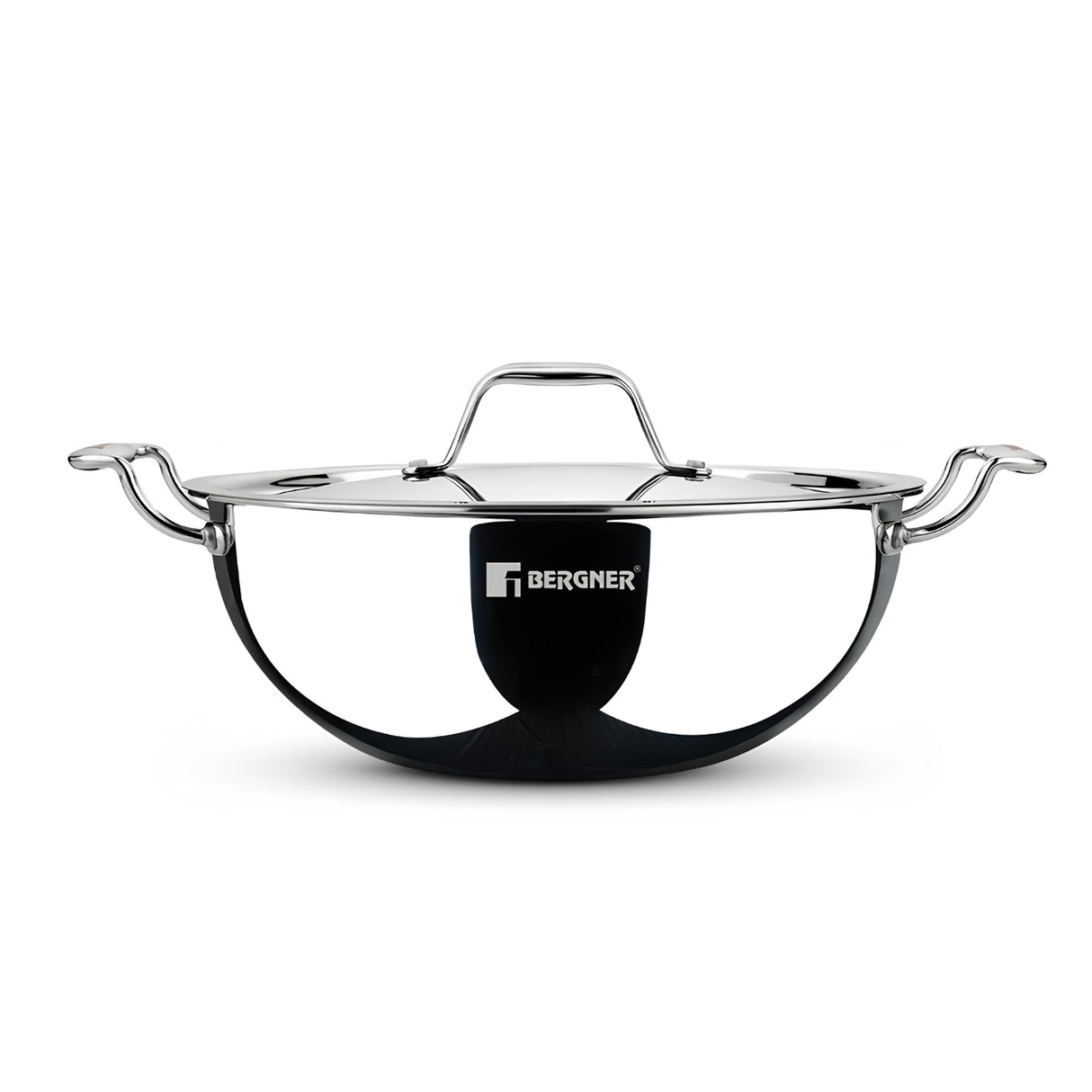 Bergner Argent Triply Stainless Steel Deep Kadai with Lid 28 cm \ 5.7 L_1