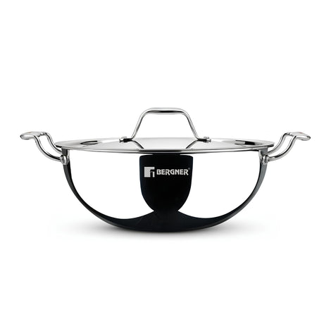 Bergner Argent Triply Stainless Steel Deep Kadai with Lid 28 cm \ 5.7 L_1