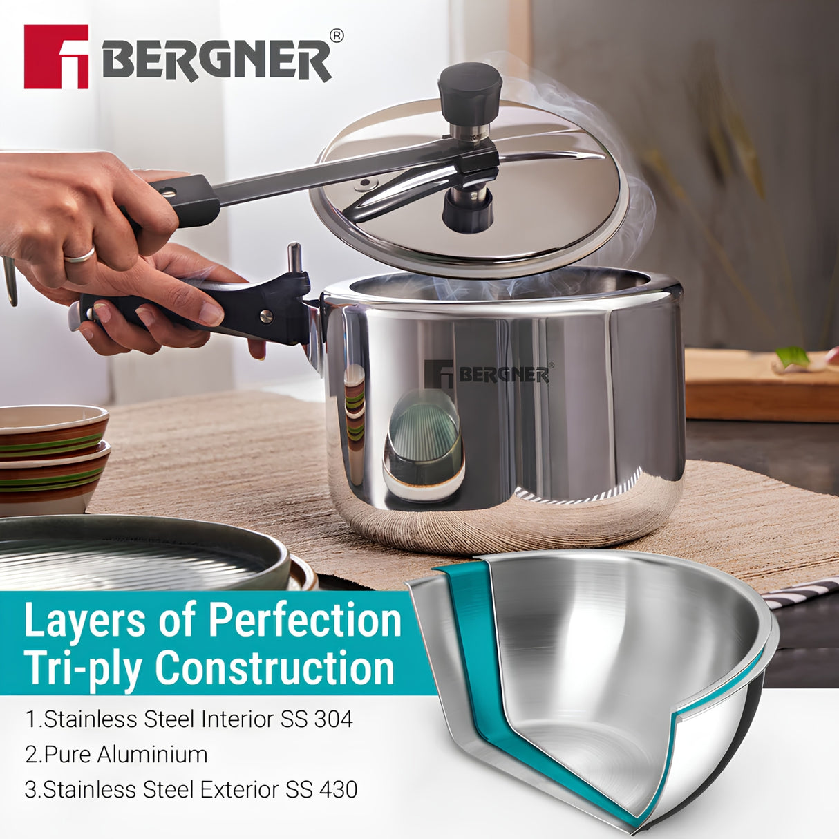Bergner Argent Triply Stainless Steel Inner Lid Pressure Cooker 1.5 L_3